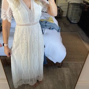 Boutique white lace maxi dress